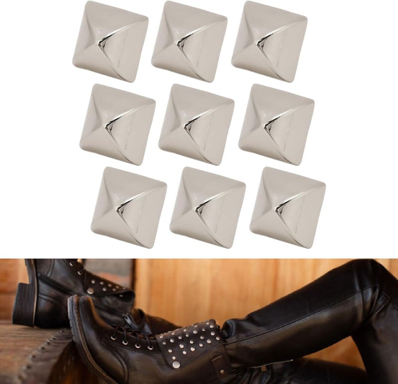 Fockety 20Pcs 12mm Pyramid Studs, Four Jaw Pyramid Rivets, Rivets, Pyramid Rapid Rivet Studs, Punk Spikes Spots Studs for Clothing, Bag, Leather, Shoes, Jewelry, Craft (Silver) - Image 5